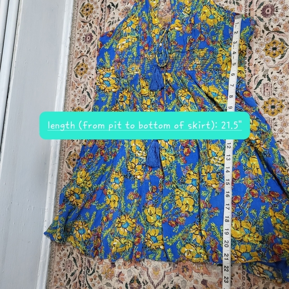 🌜 FREE PEOPLE Washed Ashore Mini Dress in Blue Floral - Picture 7 of 10
